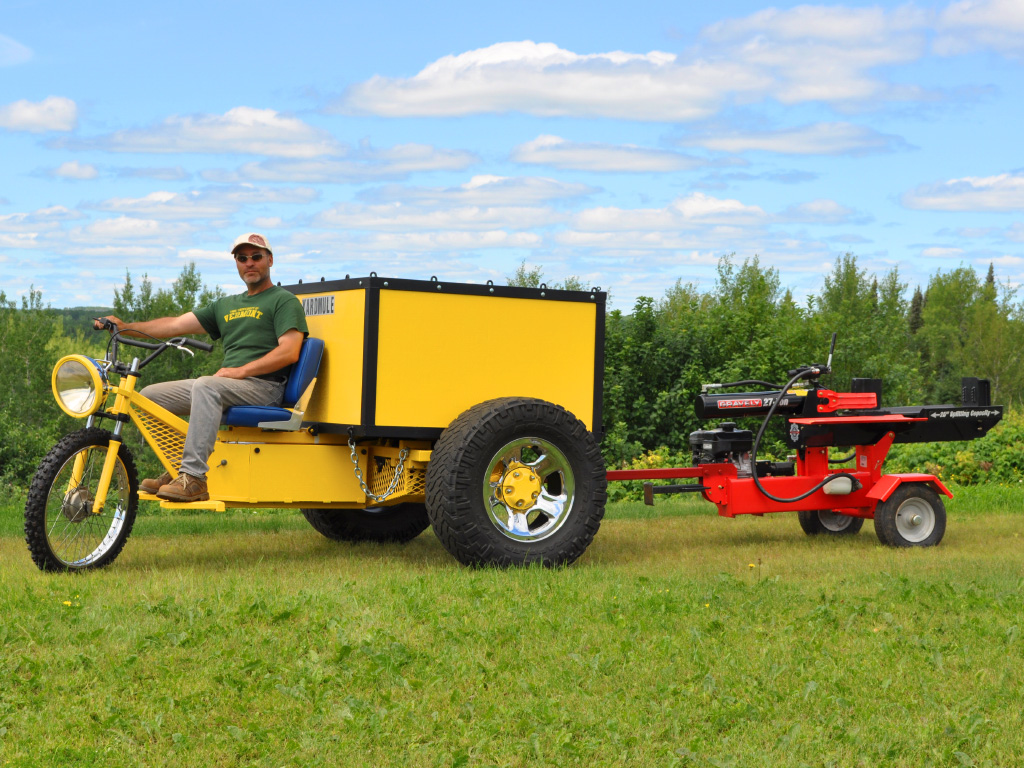 YardMule Electric Tractor - pulling log splitter